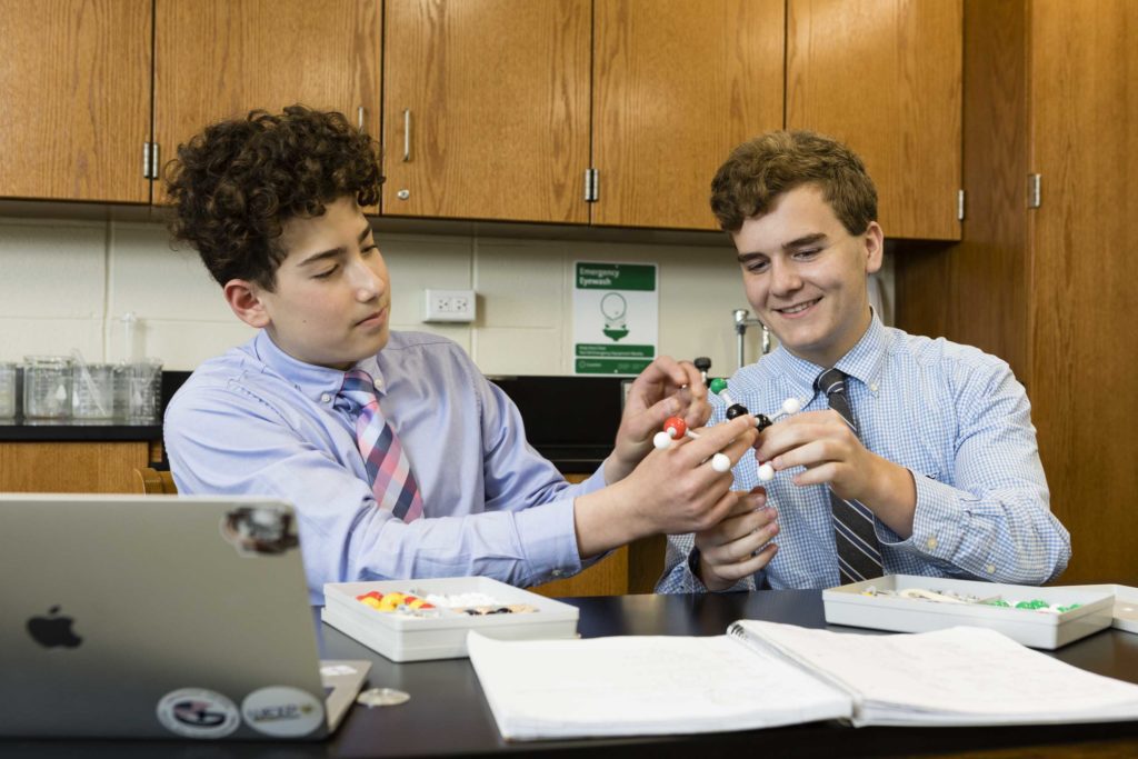La Salle College High School students in a lab.