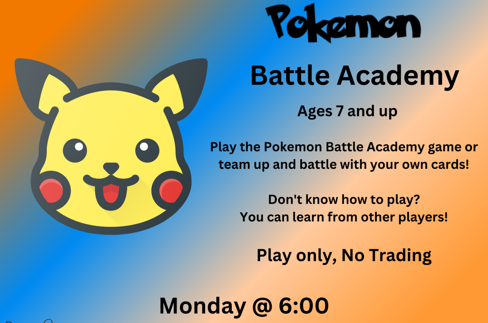 Pokemon Club (Grades 3 and up) - Main Line Parent