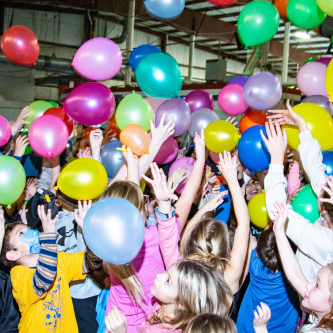 The New Year's balloon drop at Marple Sports Area