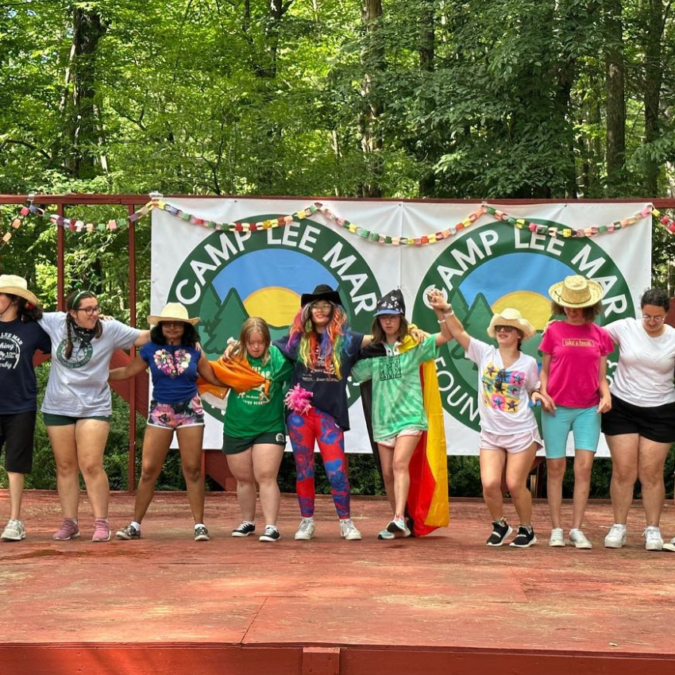 A group of girls performing a skit at Camp Lee Mar, a camp for all kinds of kids.