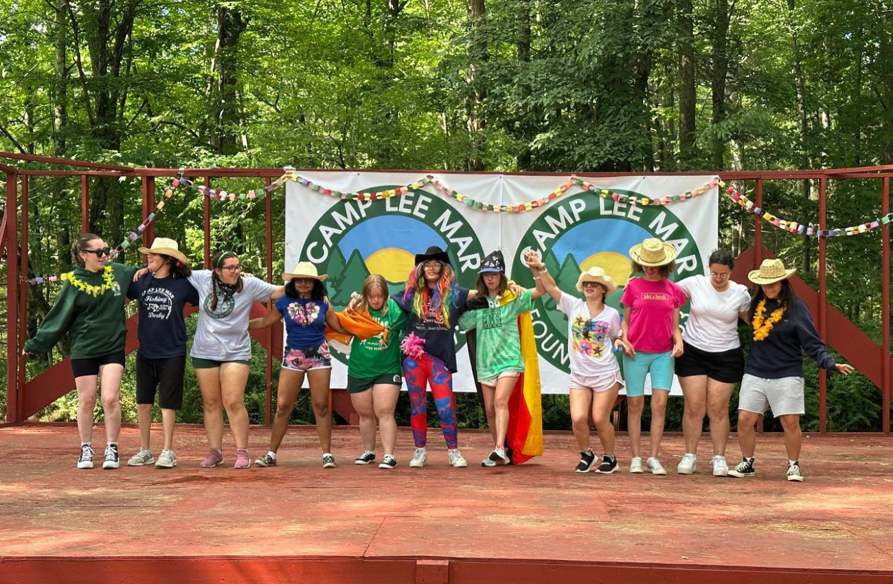A group of girls performing a skit at Camp Lee Mar, a camp for all kinds of kids.