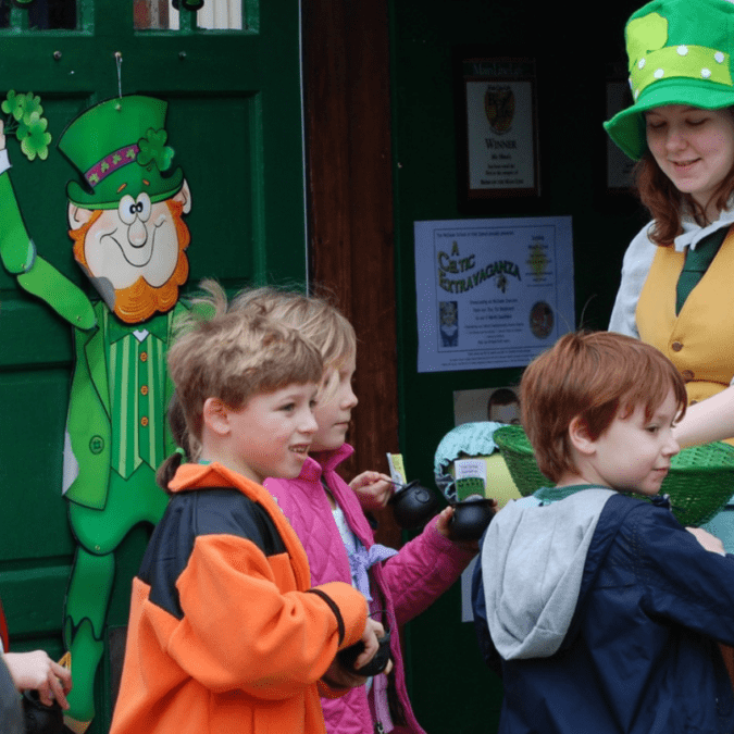 Children in Narberth celebrate St. Patrick's Day with the Great Leprechaun Hunt.