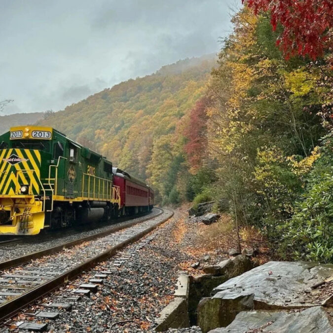 The Lehigh Gorge Scenic Railway gives passengers a ride through the autumn landscape in the Poconos.