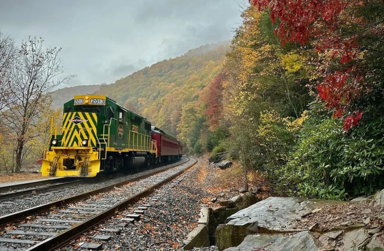 The Lehigh Gorge Scenic Railway gives passengers a ride through the autumn landscape in the Poconos.