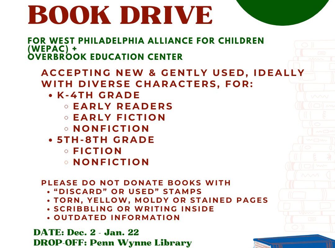 Book Drive for West Philadelphia Alliance for Children + Overbrook Education Center