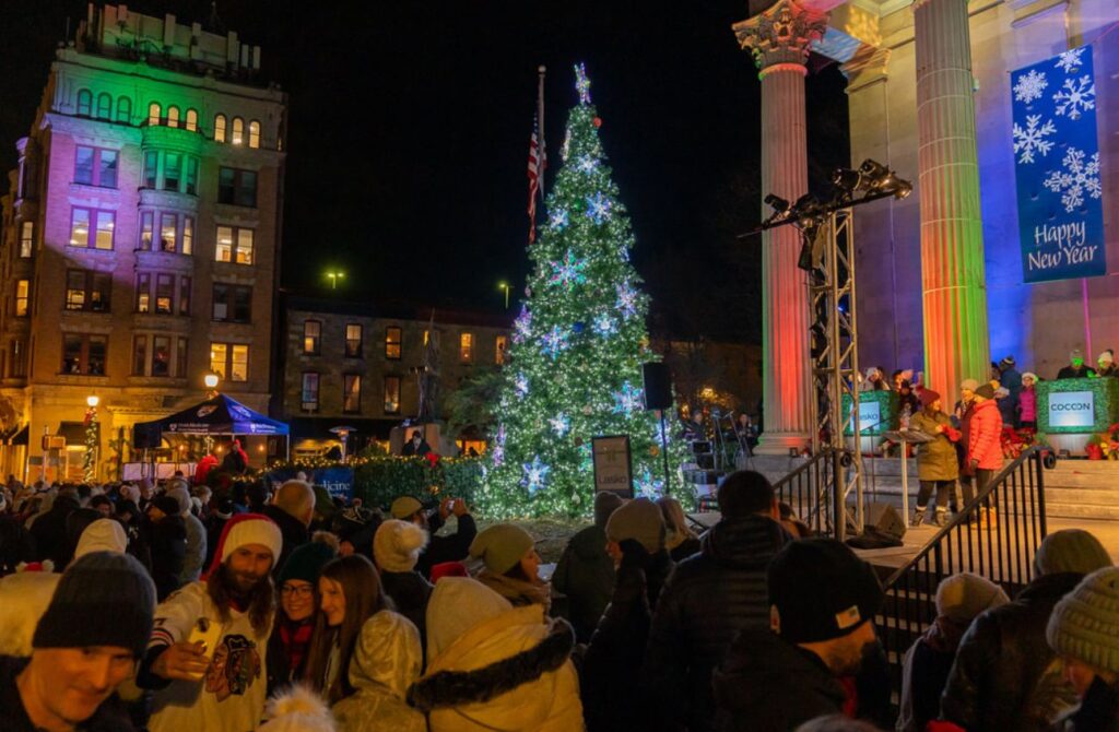 West Chester's holiday tree sparkles at a tree lighting ceremony on the Main Line.