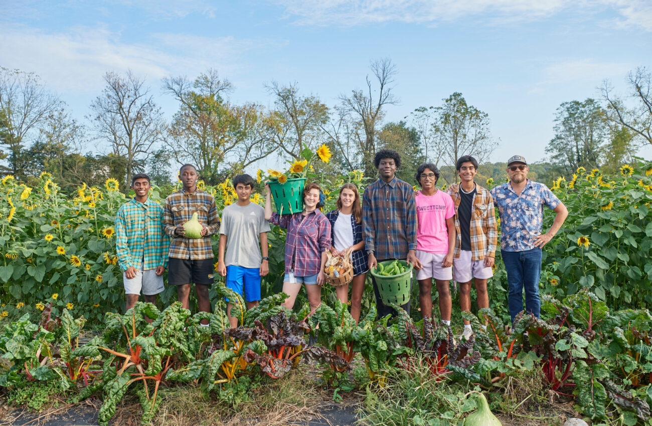 Westtown school students showcasing their garden and farming haul