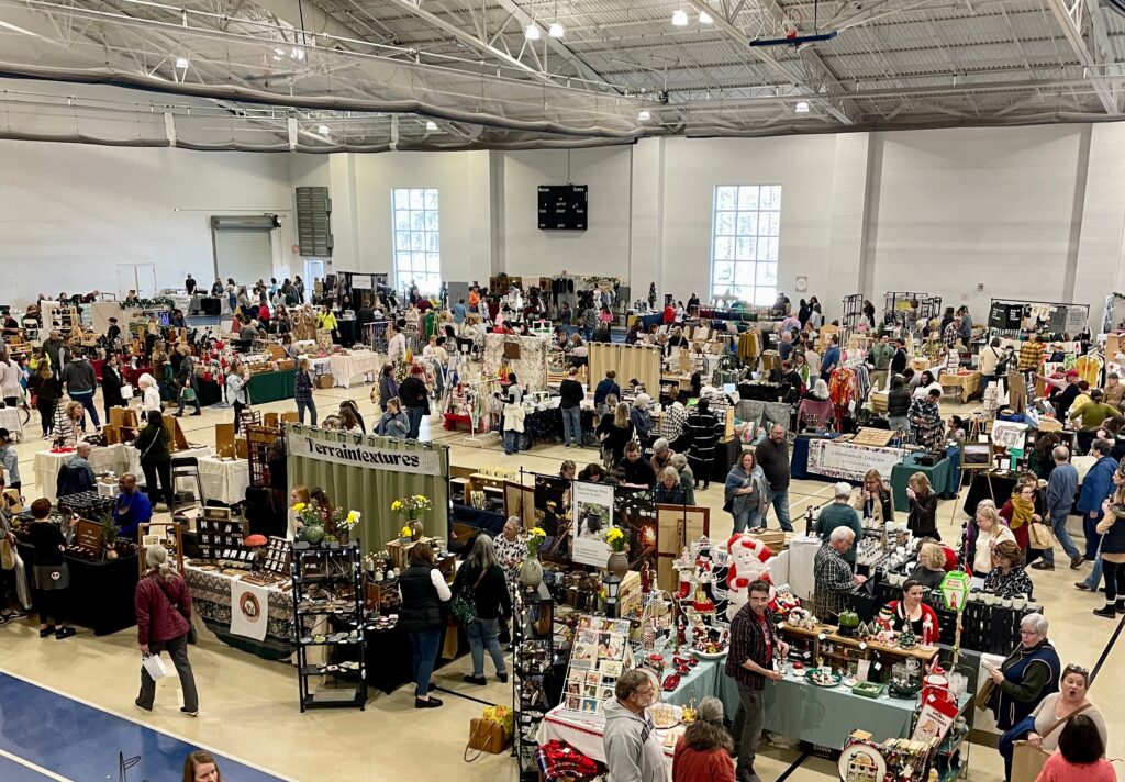 Holiday shoppers at a holiday market on the Main Line