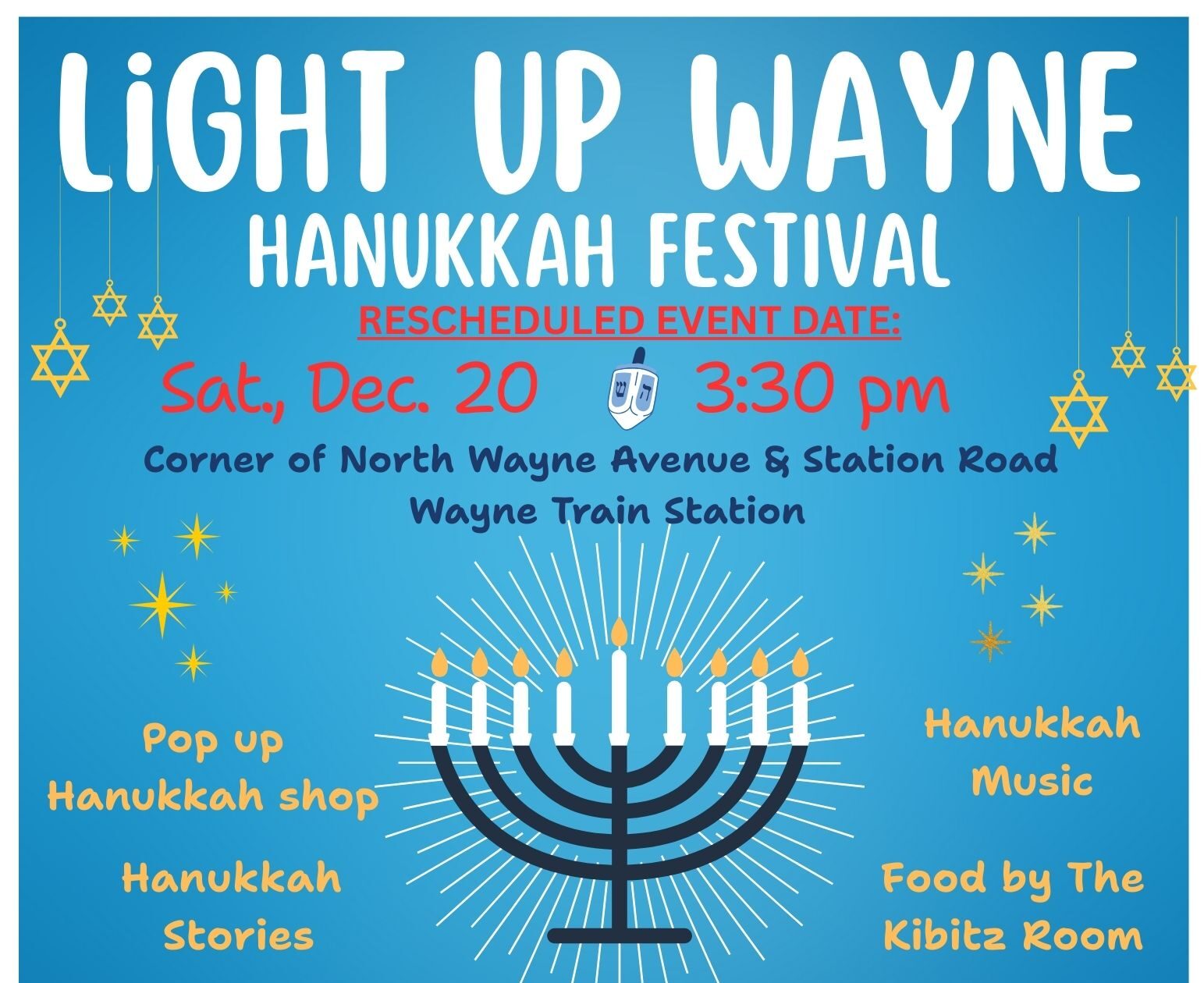 Light Up Wayne Hanukkah Festival & Menorah Lighting