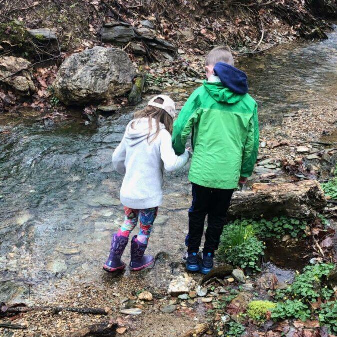 Spring hike along creek in McKaig Nature Center