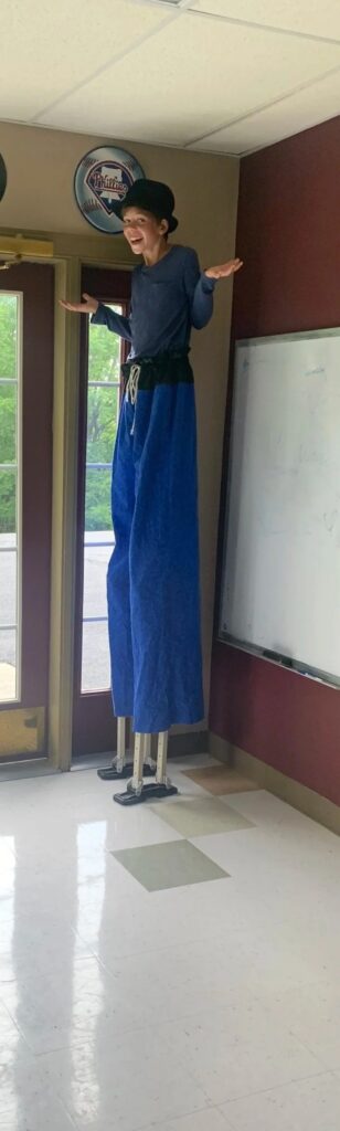 Circus Summer Camp boy on stilts