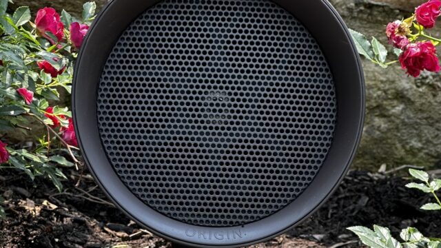 outdoor speaker amongst roses JL Entertainment installation outdoor living